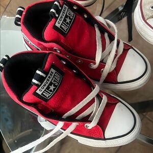 Converse Red and Black High-Top Sneakers with Classic Design